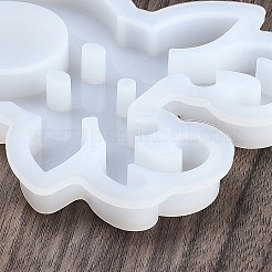 クリスマス アロマセラピー DIY ペンダント デコレーション シリコン型  エポキシ樹脂工芸品作り  ホワイト  鹿  123x104x10mm  穴：4mm  内径：112mm&nbsp;LS-DIY-M057-02A