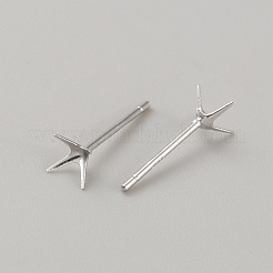 Rhomdium Plated 925 Sterling Silver Stud Earring Findings&nbsp;STER-WH0009-15B-P