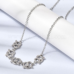 Brass Micro Pave Clear Cubic Zirconia Knot Pendant Necklaces&nbsp;NJEW-B157-08P-01
