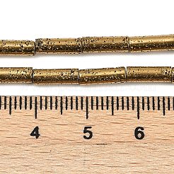 電気メッキされた天然溶岩岩ビーズ連売り  コラム  ライトゴールドメッキ  9x3mm  穴：1mm  約43個/連  15.75''（40センチメートル）&nbsp;G-K388-03A-02