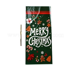 50Pcs Merry Christmas Printed OPP Cellophane Packaging Bags with Wire Twist Ties&nbsp;ABAG-C013-04
