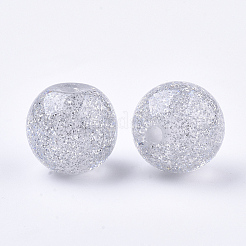 樹脂ビーズ  グリッターパウダー付き  ラウンド  ミックスカラー  16mm  穴：3mm&nbsp;X-RESI-T036-07B