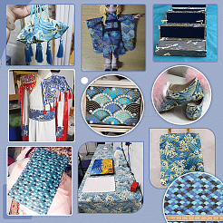 和風の綿織物  服装アクセサリー  人魚の鱗模様  コーンフラワーブルー  1000x1500x0.5mm&nbsp;DIY-WH0671-277B