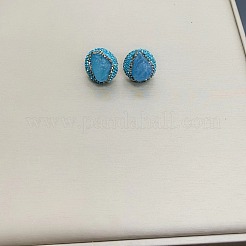 楕円形の天然アクアマリンとチェコのラインストーンのペンダントネックレス、スタッドピアス、リングセット  ゴールドカラー  560mm&nbsp;FS-WG513DD-01