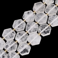 天然石クオーツクリスタルビーズ連売り  ロッククリスタルのファセット六角形  シードビーズで  11.5~12.5x13~14x4~5.5mm  穴：1~1.2mm  約26~28個/連  14.37~15.75インチ（36.5~40cm）&nbsp;G-N368-01A-18