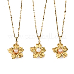 304 Stainless Steel & Natural Pearl Pendant Necklaces&nbsp;NJEW-JN06379