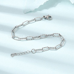 4MM 304 Stainless Steel Textured Paperclip Chain Bracelets for Man and Women&nbsp;SA-CBAB767-08P
