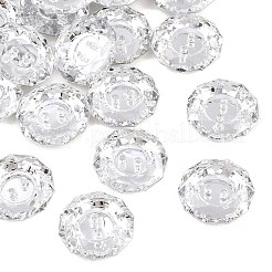 アクリルラインストーンボタン  2穴  多面カット  フラットラウンド  クリスタル  18.5x18x6.5mm  穴：1mm&nbsp;BUTT-J003-01