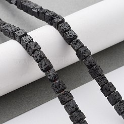 天然溶岩岩ビーズ連売り  艶消し  キューブ  4.5~5x4.5~5x4.5~5mm  穴：1mm  約80個/連  15.75''（40センチメートル）&nbsp;G-H303-C03
