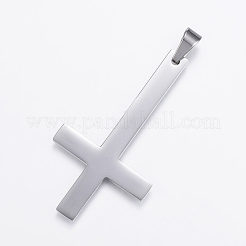 変色しにくい304ステンレススチールの大きなペンダント  クロス  ステンレス鋼色  55x30x2mm  穴：7x5mm&nbsp;STAS-H351-09P