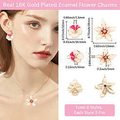 6Pcs 2 Styles Brass Enamel Charms&nbsp;KK-BBC0028-32