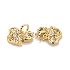 Autumn Theme Brass Micro Pave Clear & Black Cubic Zirconia Charms&nbsp;KK-Z024-02G