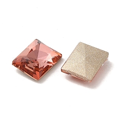 ガラスラインストーンカボション  ポイントバック＆バックメッキ  多面カット  長方形  パパラチャ  8x6x2.8mm&nbsp;RGLA-P037-12B-D262