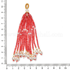 プラスチックビーズの大きなペンダント  タッセルチャーム  レッド  95~105x10~10.5x10~10.5mm  穴：6x4.5mm&nbsp;PL-CBA0279-01D