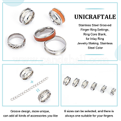 30Pcs 6 Size 201 Stainless Steel Grooved Finger Ring Settings&nbsp;RJEW-UN0002-82P