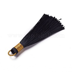 ポリエステルタッセルペンダント  ブラック  80~83x7~8mm  穴：5~7mm&nbsp;FIND-I009-D04
