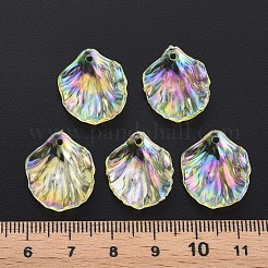 透明なアクリルパーツ  ABカラーメッキ  葉  シャンパンイエロー  19.5x17x4.5mm  穴：1.4mm  約1720個/500g&nbsp;MACR-S373-73-C03