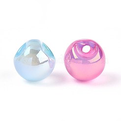Uvメッキ樹脂ビーズ  模造キャットアイビーズ  虹色の  ラウンド  トップ掘削  ミックスカラー  8mm  穴：1.6mm&nbsp;RESI-ZX018-16