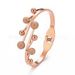 201 Stainless Steel Branch and Leaf Open Cuff Bangle&nbsp;BJEW-G648-02RG