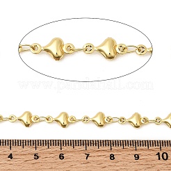 304ステンレススチールハートリンクチェーン  ハンダ付け  スプールで  長持ちメッキ  ゴールドカラー  12.5x7x4mm&nbsp;CHS-C021-01C-G