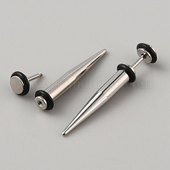 ステンレス鋼の耳のテーパーストレッチャ  女性男性用コーンゲージイヤリング  プラチナ  36.5x7mm&nbsp;EJEW-WH0014-31A-P