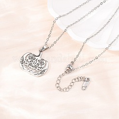 Halloween 304 Stainless Steel Hollow Floral Pumpkin Pendant Cable Chain Necklaces for Men Women&nbsp;NJEW-K308-09P
