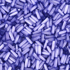 ガラス竹ビーズ  模造キャットアイ  モーブ  6.5~7x1.5~2mm  穴：0.8~1mm  約13636個/ポンド&nbsp;SEED-N007-28C