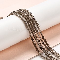 天然石スモーキークォーツビーズ連売り  ラウンド  多面カット  グレードAA  2~2.6mm  穴：0.5mm  約147個/連  15.35''（39センチメートル）&nbsp;G-E608-A04
