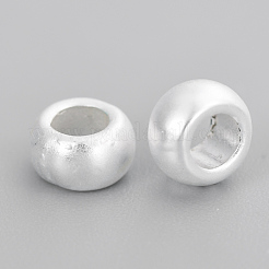 合金のスペーサービーズ  マットなスタイル  ロンデル  カドミウムフリー＆鉛フリー  925銀メッキ  5x3mm  穴：2.5mm&nbsp;PALLOY-Q357-101MS-RS
