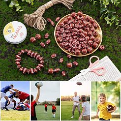 ラグビービーズブレスレット作りキット  アクリル＆染色ウッドビーズを含む  はさみ  ジュートコード  伸縮性のある糸  レッド  ビーズ：180個/箱&nbsp;DIY-NB0007-48