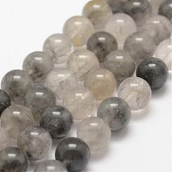 天然石クラウディクォーツビーズ連売り  ラウンド  6mm  穴：0.8mm  約61個/連  15.5インチ（39cm）&nbsp;G-E376-6mm-01