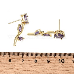 Brass Micro Pave Cubic Zirconia Stud Earrings&nbsp;KK-CBA8324-20G
