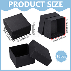 紙製厚紙財布収納ボックス  正方形  ブラック  10x10x6cm&nbsp;CON-WH0107-66A