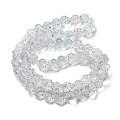 ガラスビーズ連売り  ローズ  アクア  12~12.5x14x8~8.5mm  穴：1.2mm  約57~60個/連  13.19~13.58''（33.5~34.5センチメートル）&nbsp;X-GLAA-B018-02E