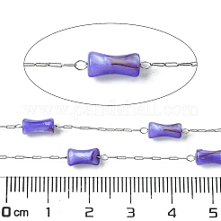 シェルパールビーズ  304ステンレススチールチェーンで染色  ハンダ付け  スプールで  モーブ  8x4mm&nbsp;CHS-Q005-07A-03