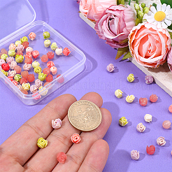 100個4色合成珊瑚ビーズ  染め  花バラ  ミックスカラー  7x6mm  穴：1.2mm  25個/カラー&nbsp;CORA-PA0001-03