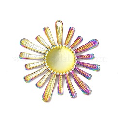 イオンプレーティング（IP）304ステンレスペンダント  花のチャーム  虹色  46.5x44x4mm  穴：3mm&nbsp;STAS-L268-007MC