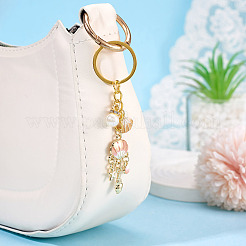 Shell Shape Alloy & Enamel & ABS Plastic Imitation Pearl Keychains&nbsp;KEYC-TADJ00008