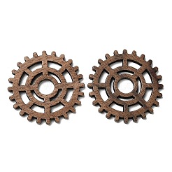 ウォールナットウッドペンダント  ギアチャーム  キャメル  27.5x2.5mm  穴：5.5mm&nbsp;WOOD-F013-10