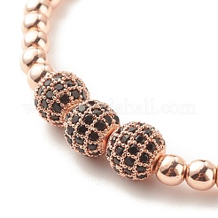 Synthetic Hematite Round Beaded Stretch Bracelet with Cubic Zirconia&nbsp;BJEW-JB07798-04