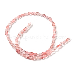 チェリークォーツガラスビーズ連売り  フラットオーバル  6~6.5x4~4.5x2.5mm  穴：0.6mm  約64個/連  15.94''（40.5センチメートル）&nbsp;G-M420-H07-03