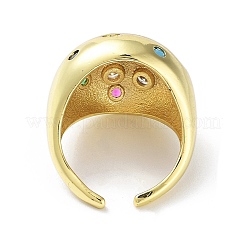 Brass with Colorful Cubic Zirconia Open Cuff Rings&nbsp;RJEW-K255-03G