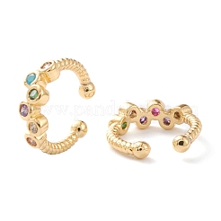 Brass Micro Pave Cubic Zirconia Cuff Earrings&nbsp;EJEW-H109-03G