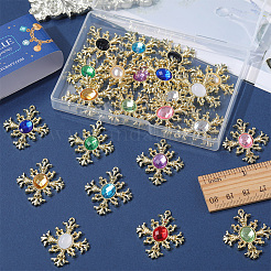 24個12色アクリルパーツ  ライトゴールドトーン合金のパーツと  クロスチャーム  ミックスカラー  34x29x4.5mm  穴：1.2mm  2個/カラー&nbsp;FIND-SC0005-63