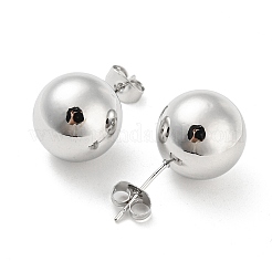 真鍮製スタンドピアス  丸いボール  プラチナ  26x14mm&nbsp;EJEW-I300-04A-P