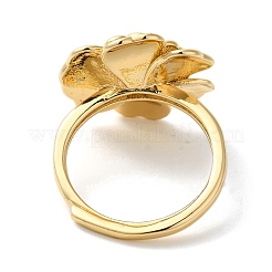 Rack Plating Flower Brass Micro Pave Clear Cubic Zirconia Adjustable Rings&nbsp;RJEW-S413-02G