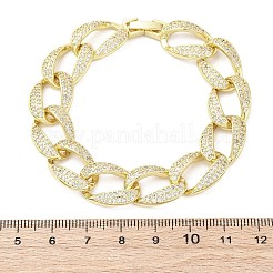 Brass Micro Pave Clear Cubic Zirconia Curb Chain Bracelets for Women&nbsp;BJEW-A034-04B-G