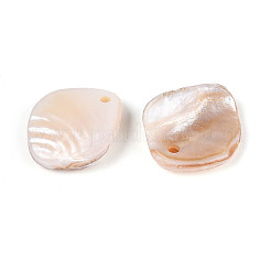 天然淡水シェルのペンダント  菱形チャーム  貝殻色  20~24x19~22.5x6~9mm  穴：2mm&nbsp;BSHE-T014-27