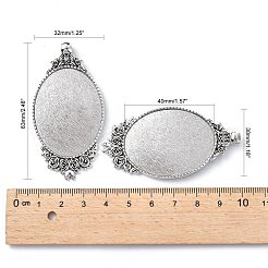 Vintage Tibetan Style Alloy Carved Rose Large Pendant Cabochon Settings&nbsp;TIBEP-N003-28AS