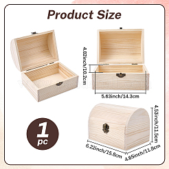 Wood Treasure Chest Storage Boxes with Hinged Lid and Metal Clasps&nbsp;AJEW-GF0014-35B
